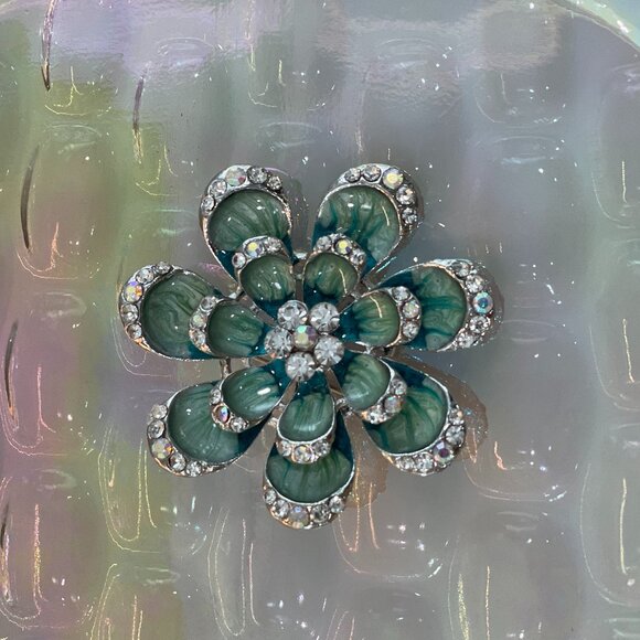 Pretty Mod Large Blue Crystal Peacock Fashion Brooch - Picture 15 of 16